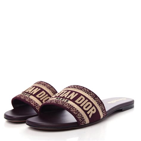 christian dior burgundy slides|CHRISTIAN DIOR Canvas Embroidered Dway Mules Slide .